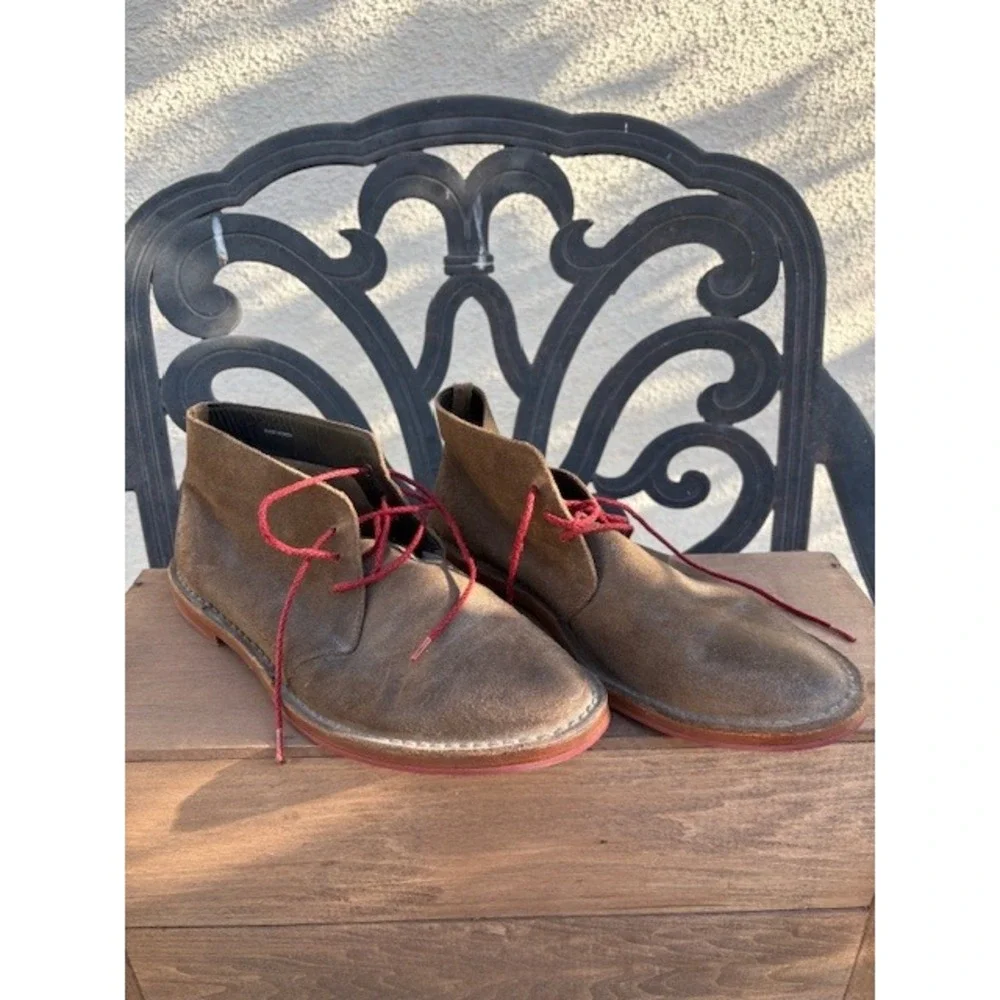Cole Haan Mens Brown Suede Chukka Boots Red Laces C09565 Size 8.5‎ M